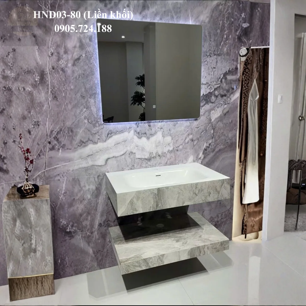Bàn đá lavabo HND03-80 (Liền khối) HND03-80