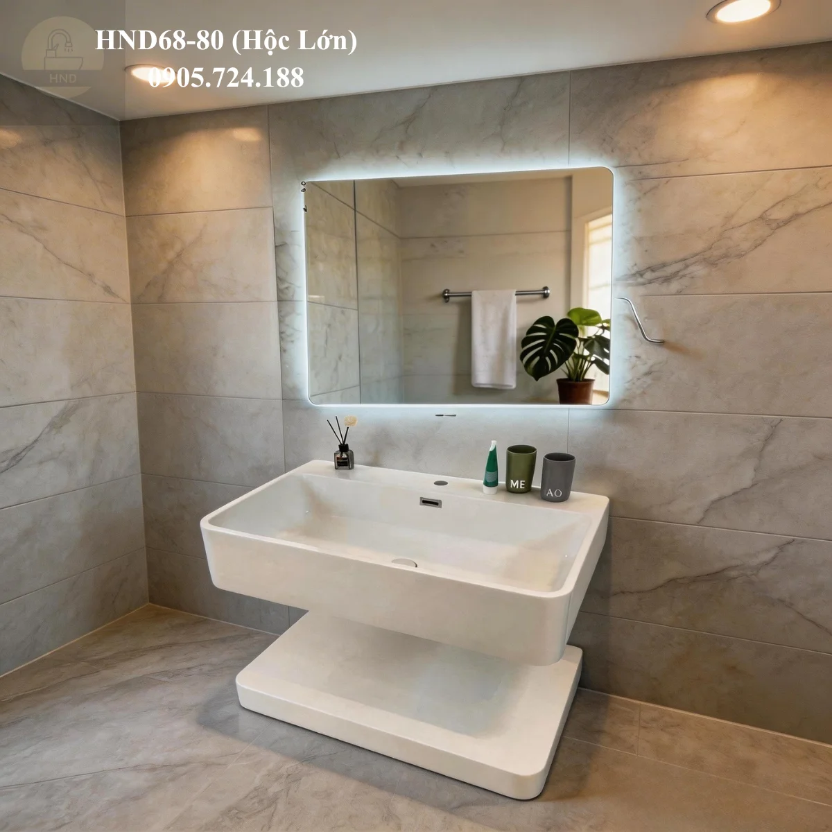 Bàn đá lavabo HND68-80 (Hộc Lớn) HND68-80