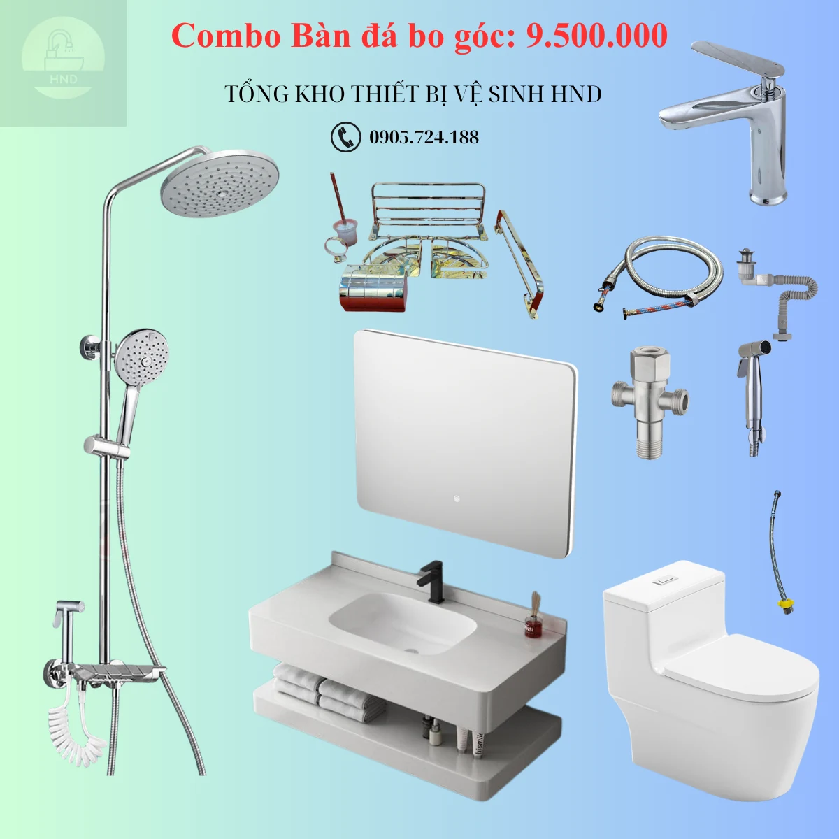 Combo bàn đá bo góc 80