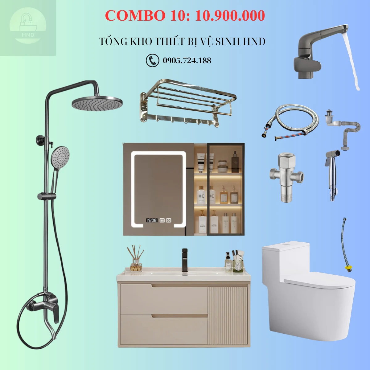 Combo cao cấp PVC15-80 kem led