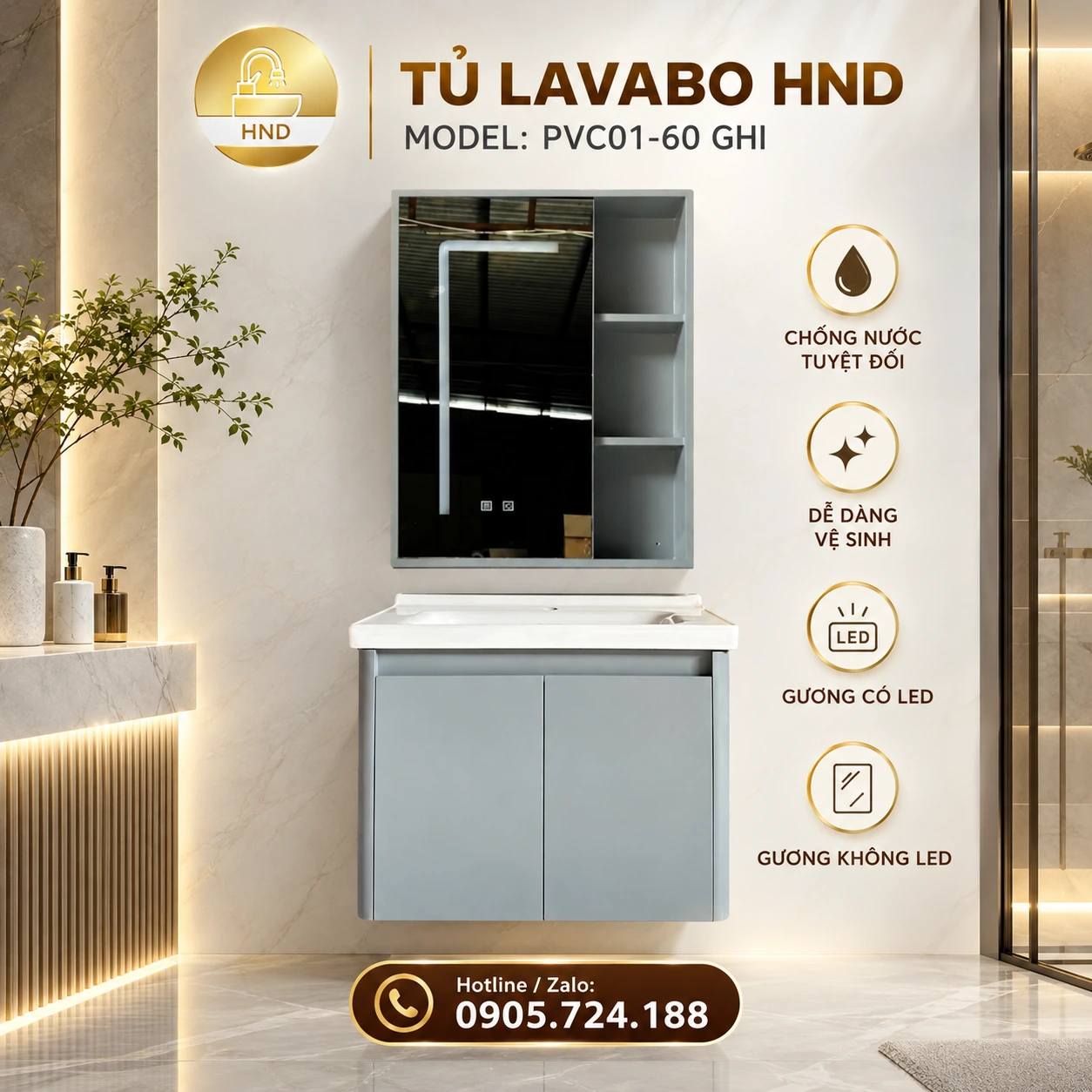 Tủ chậu lavabo PVC01-60 PVC01-60