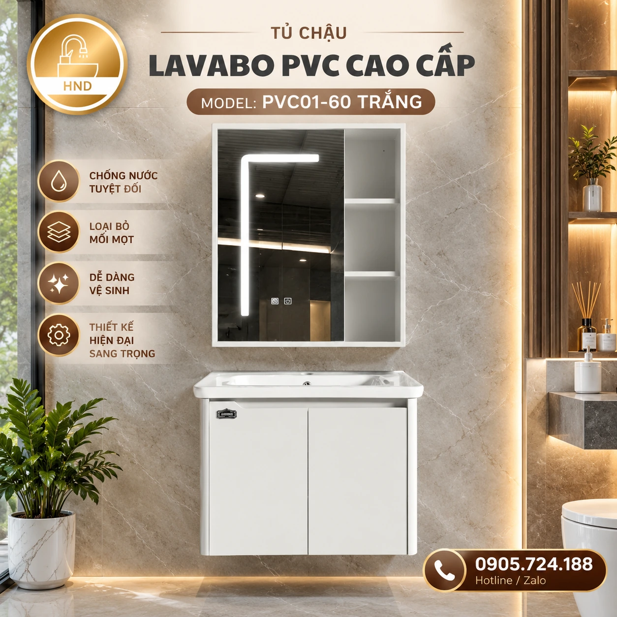 Tủ chậu lavabo PVC01-60