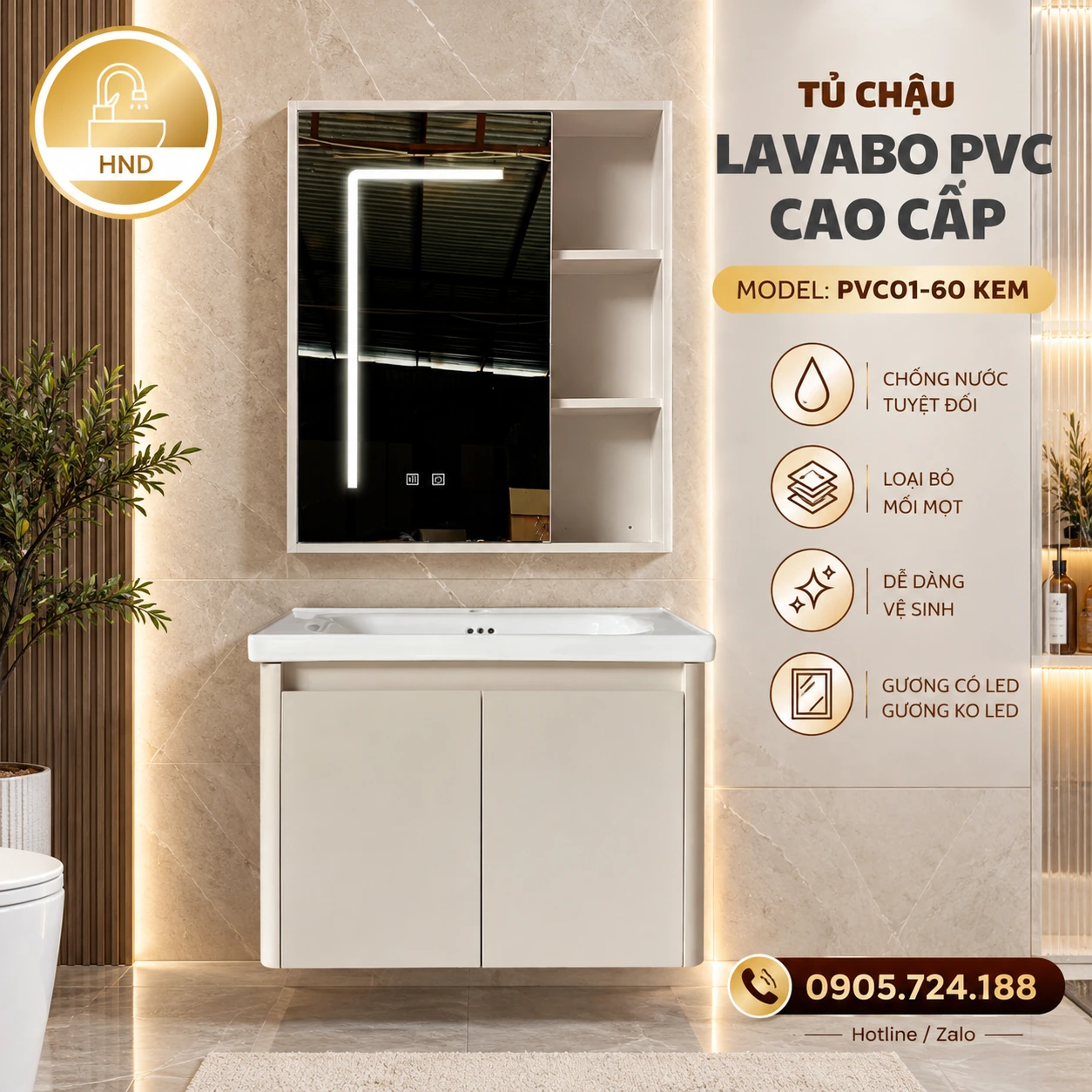 Tủ chậu lavabo PVC01-60