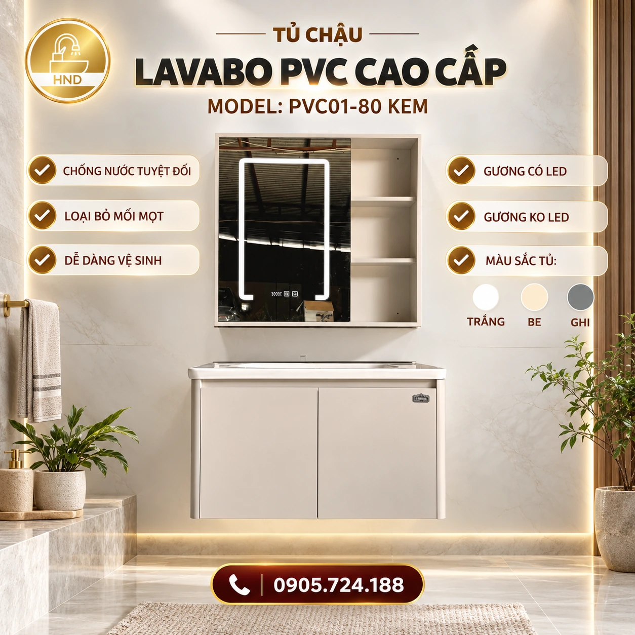 Tủ chậu lavabo PVC01-80
