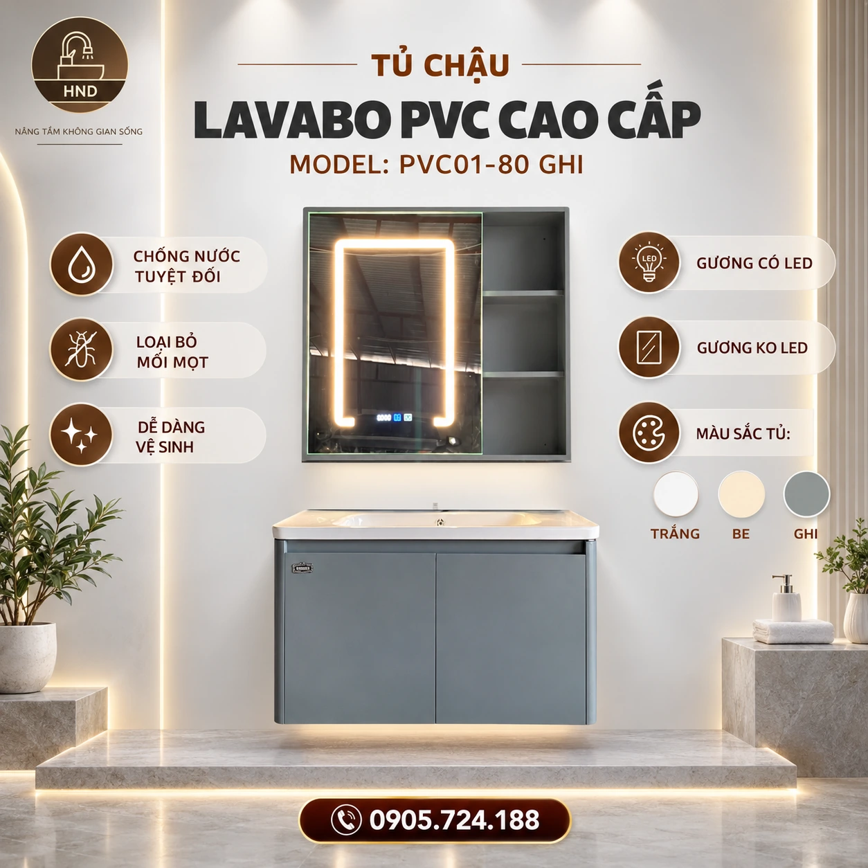 Tủ chậu lavabo PVC01-80