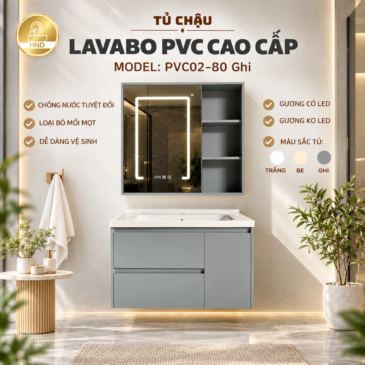 Tủ chậu lavabo PVC02-80 PVC02-80
