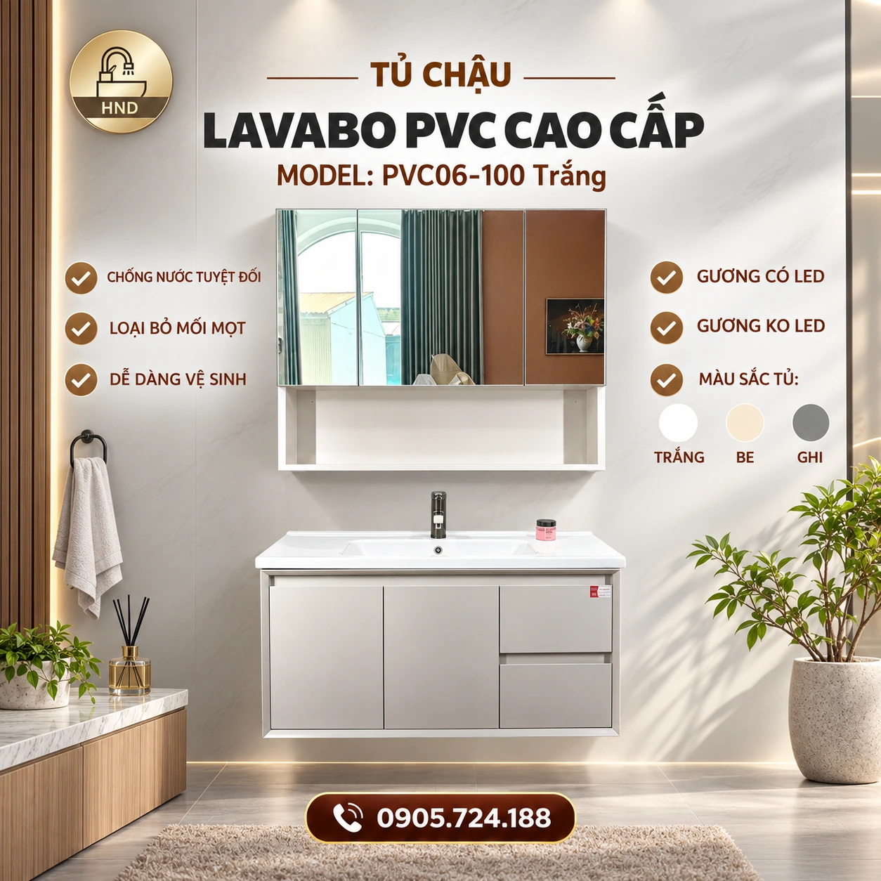 Tủ chậu lavabo PVC06-100 PVC06-100