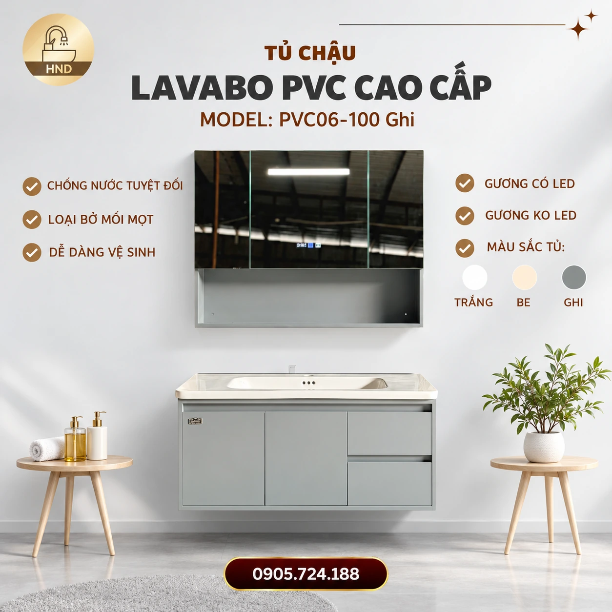 Tủ chậu lavabo PVC06-100