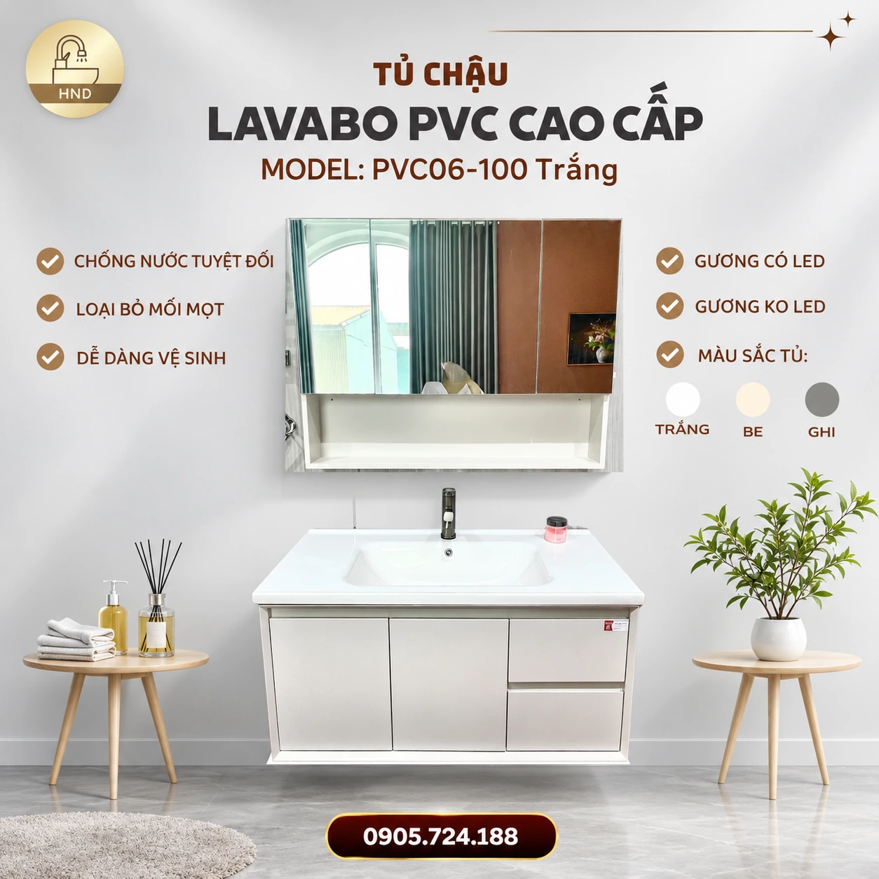 Tủ chậu lavabo PVC06-100