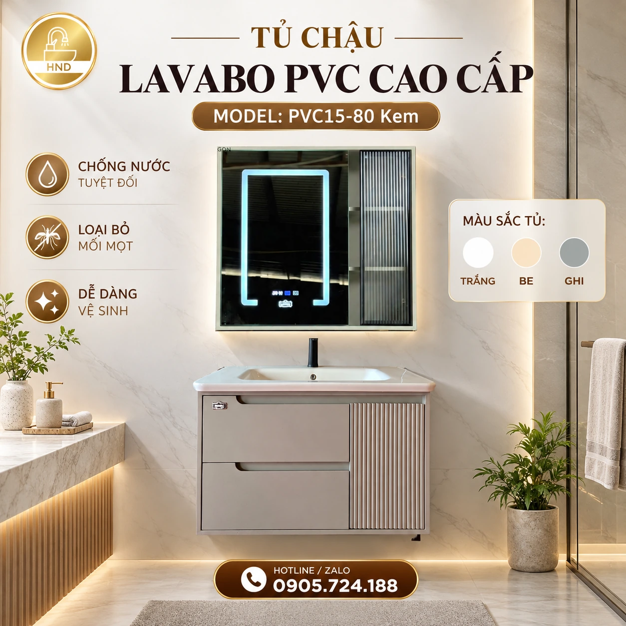 Tủ chậu lavabo PVC15-80 PVC15-80