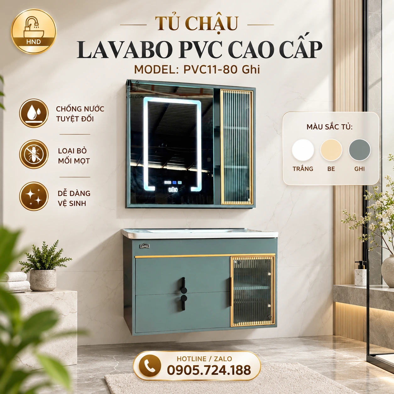 Tủ chậu lavabo PVC11-80 PVC11-80