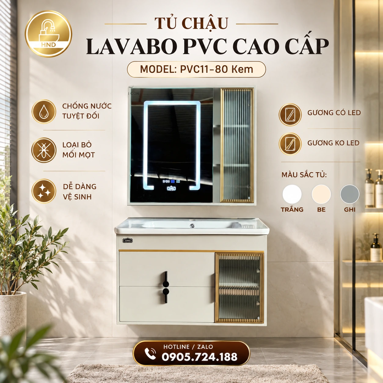 Tủ chậu lavabo PVC11-80 ảnh 2