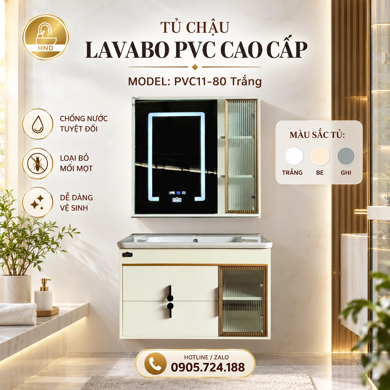 Tủ chậu lavabo PVC11-80 ảnh 3