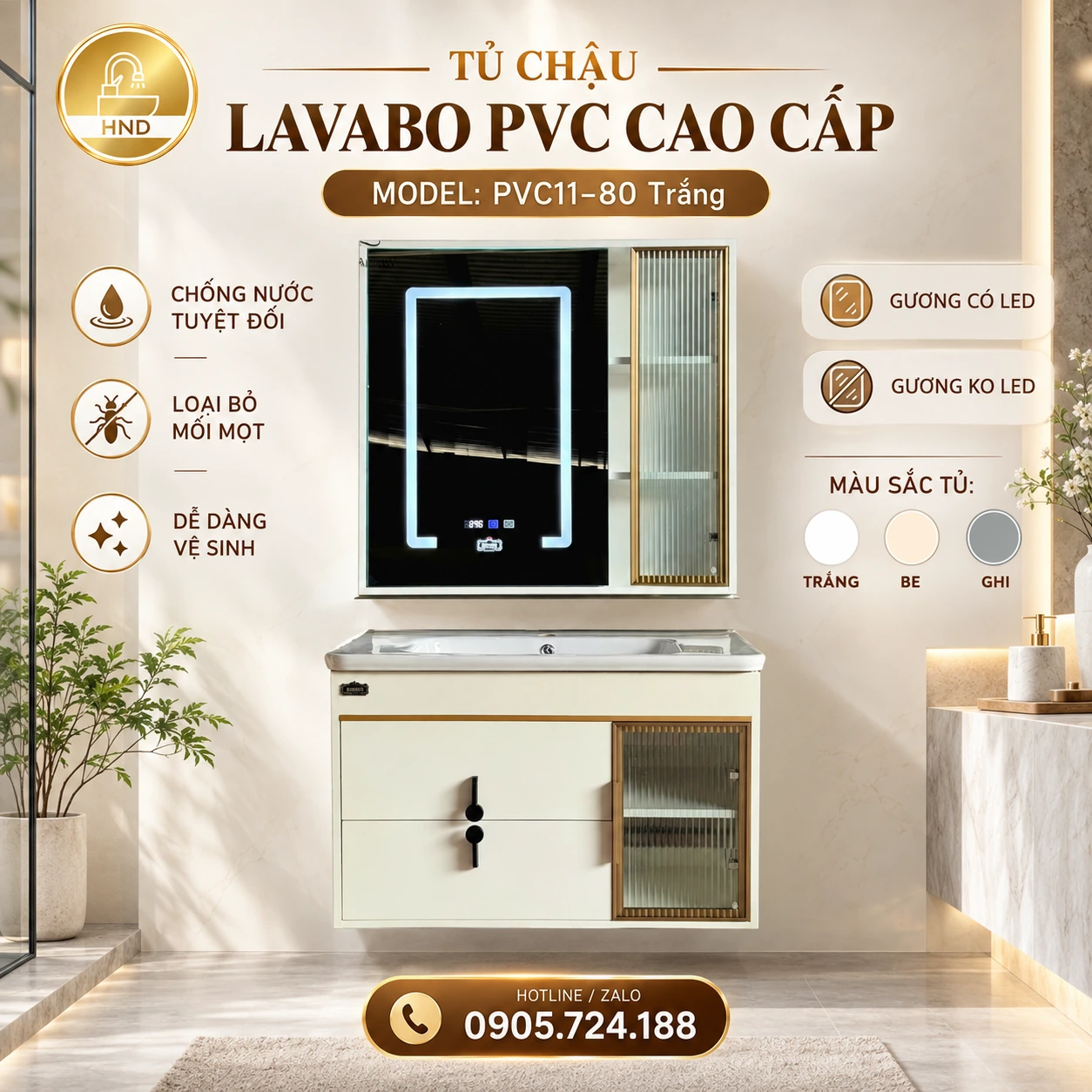 Tủ chậu lavabo PVC11-80 ảnh 4