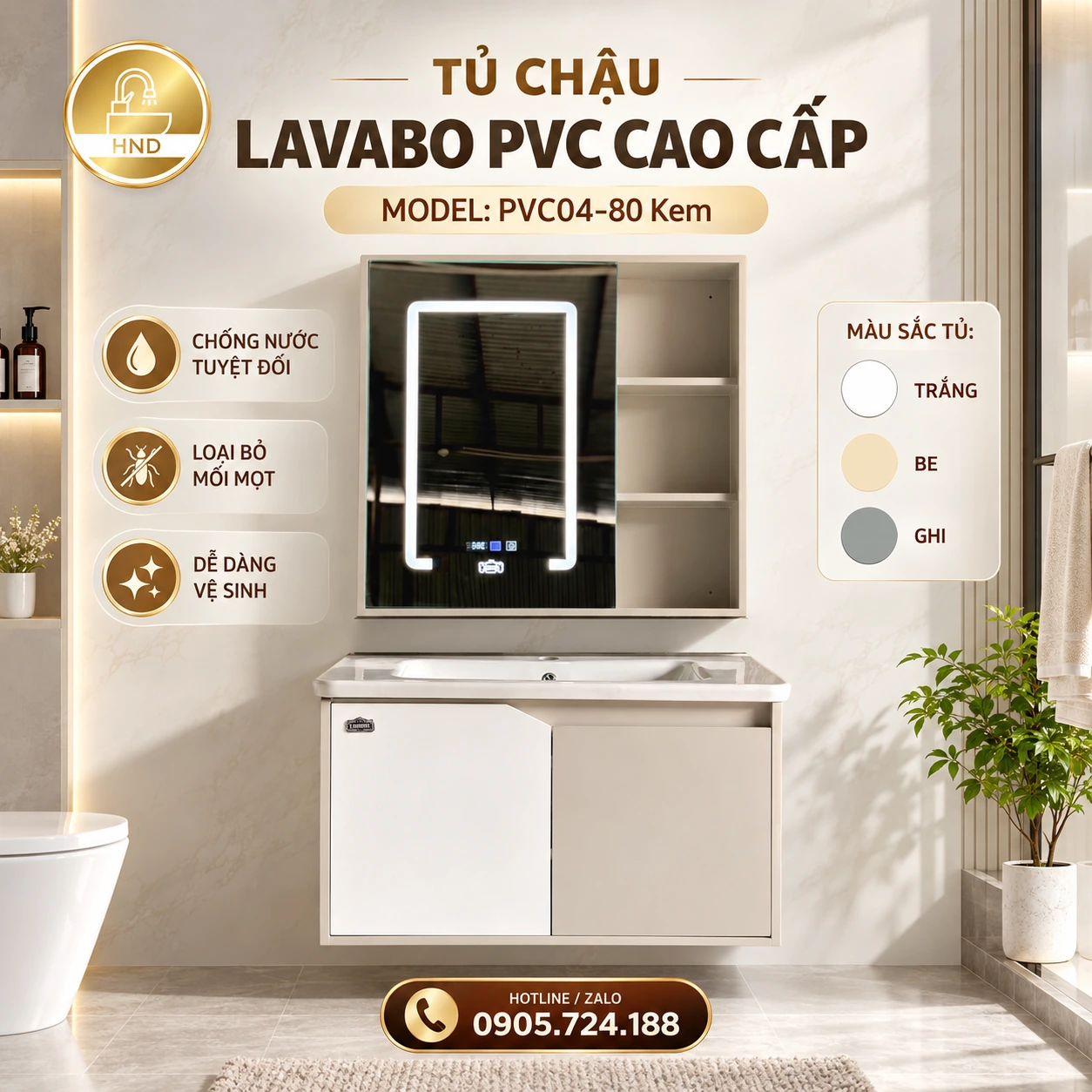 Tủ chậu lavabo PVC04-80 PVC04-80