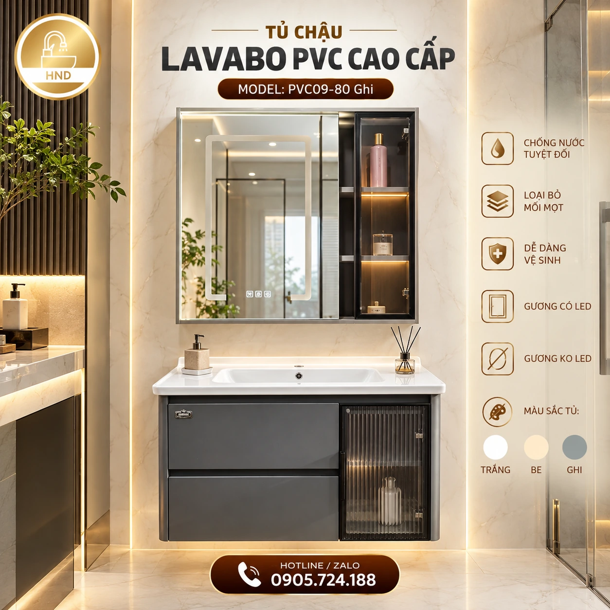 Tủ chậu lavabo PVC09-80 PVC09-80