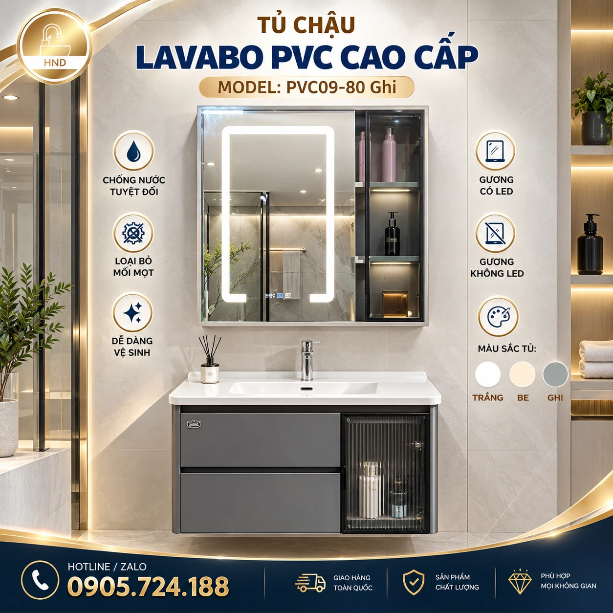 Tủ chậu lavabo PVC09-80
