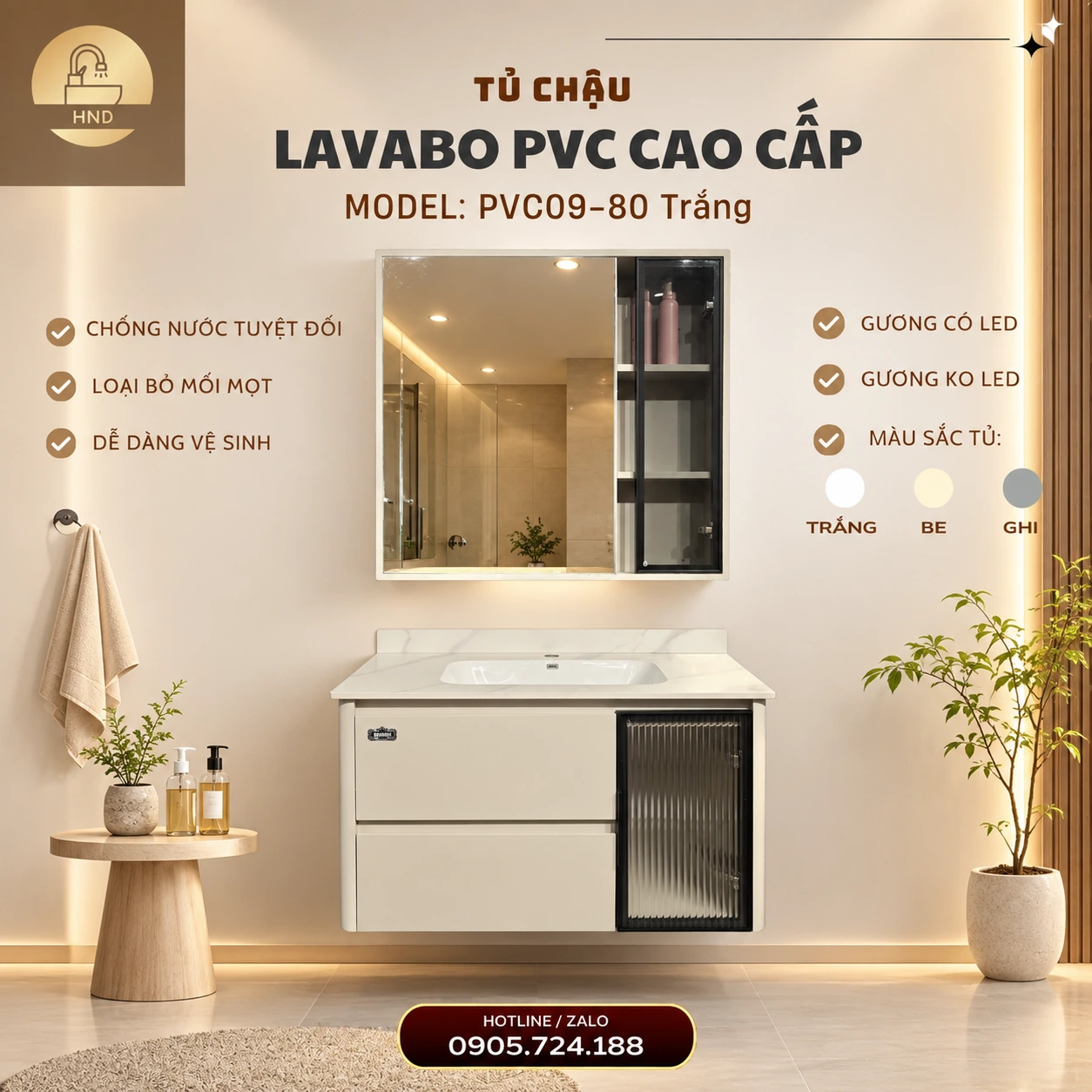 Tủ chậu lavabo PVC09-80