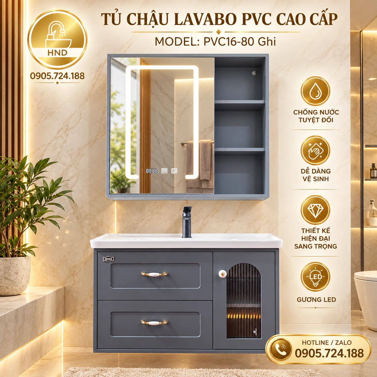 Tủ lavabo PVC16-80 PVC16-80