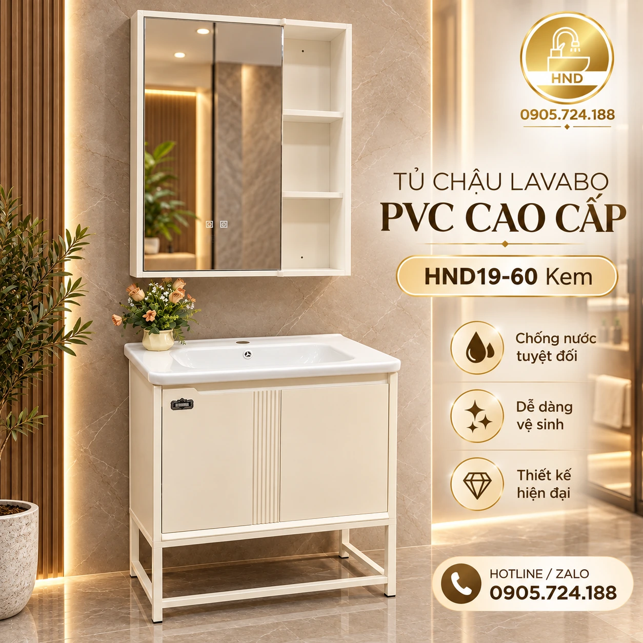Tủ lavabo HND19-60 ảnh 2