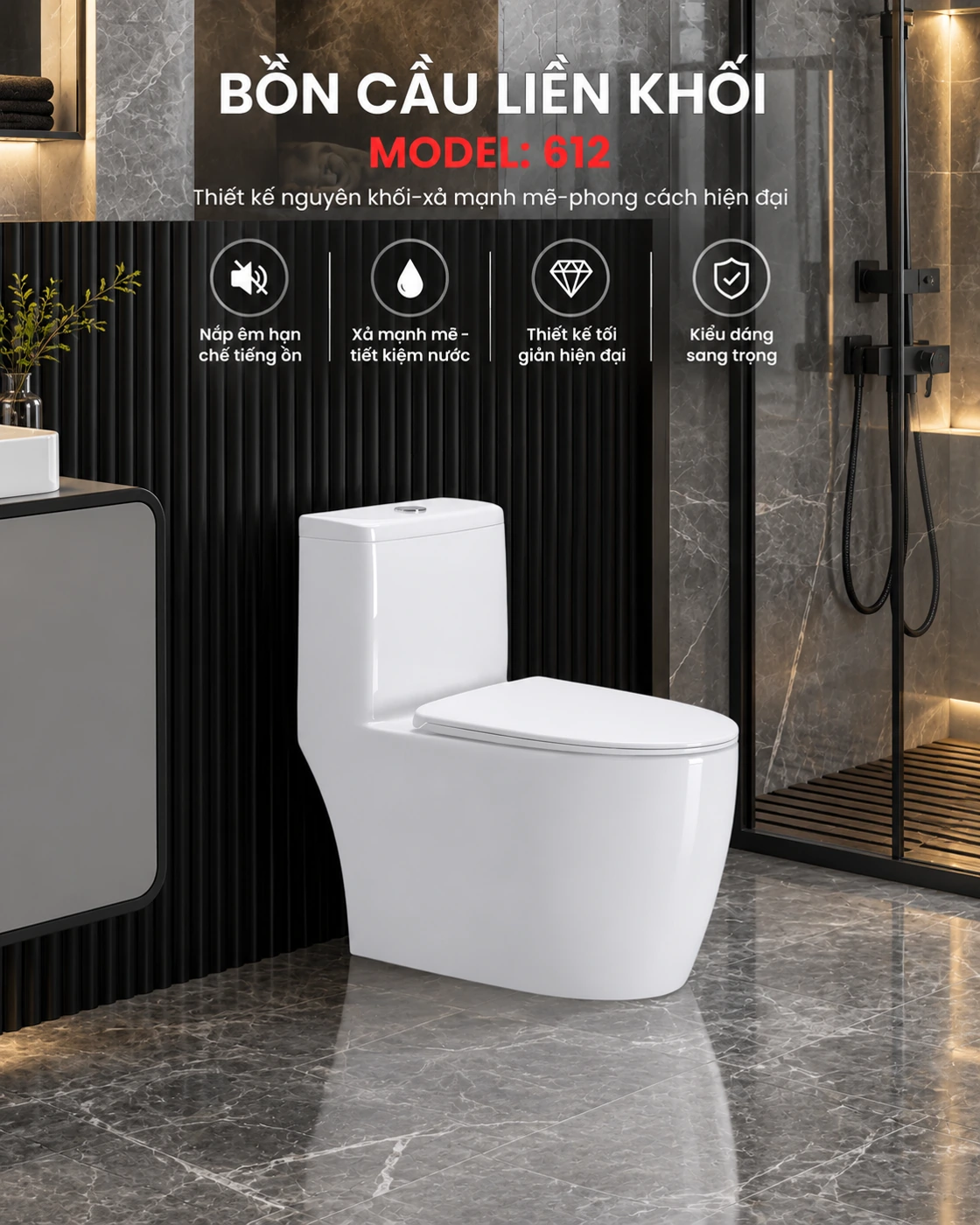 Bồn cầu HND-612 ảnh 2