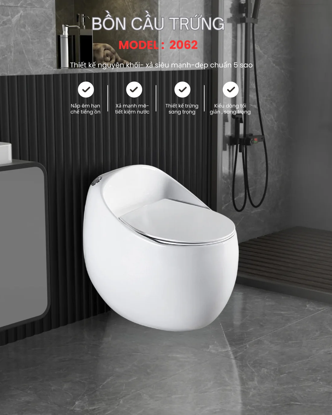 Bồn cầu trứng 2062 ảnh 2