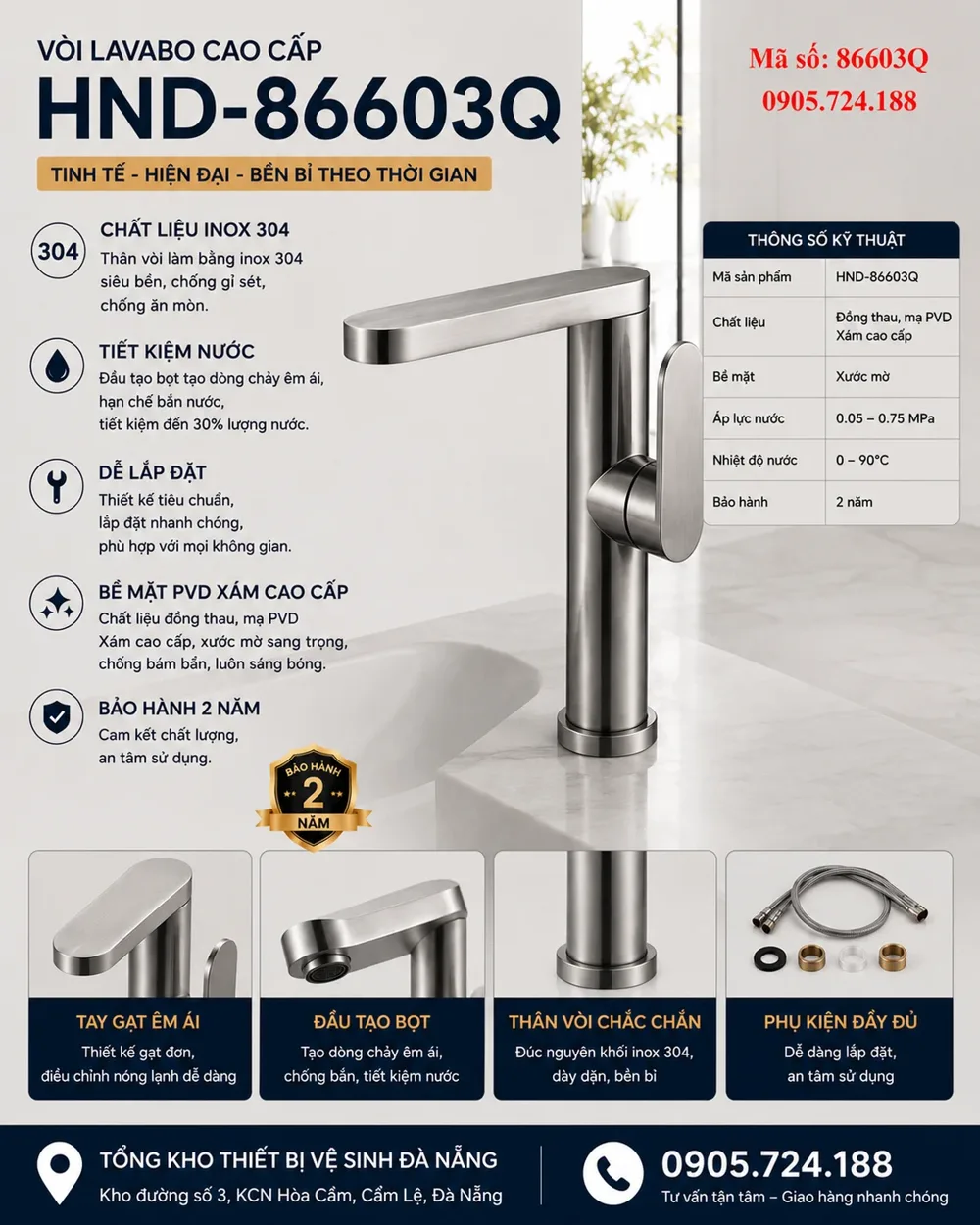 Vòi lavabo HND-86603Q HND-86603Q
