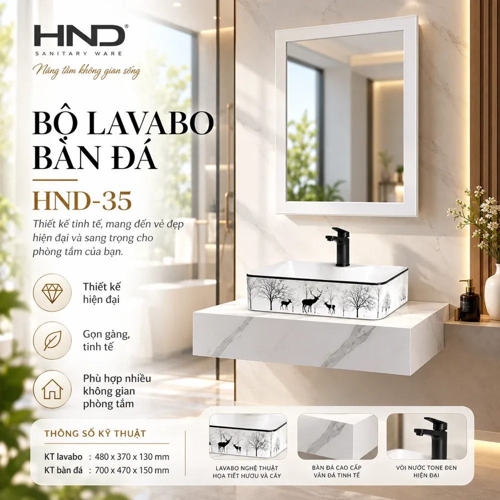 Bộ lavabo bàn đá HND-35 HND-35