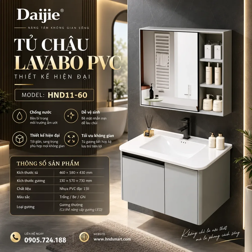 Tủ lavabo PVC HND11-60 HND11-60