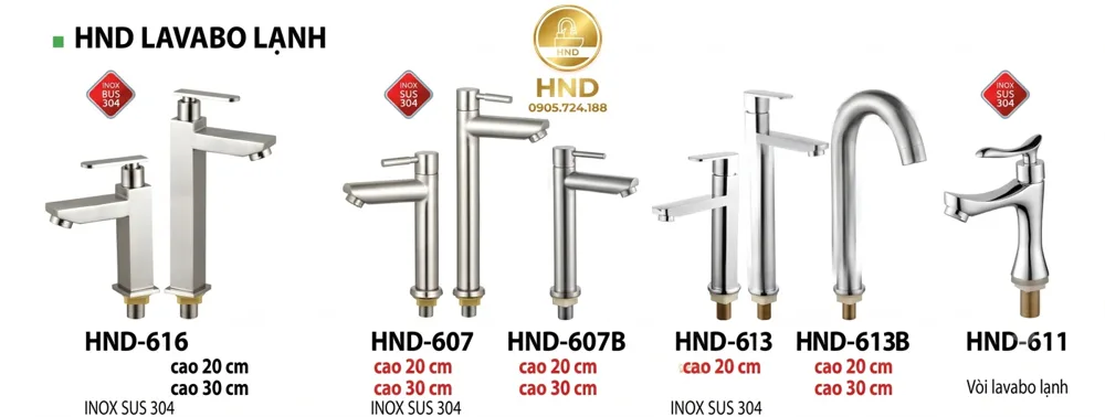 Vòi lavabo lạnh HND-607 HND-607